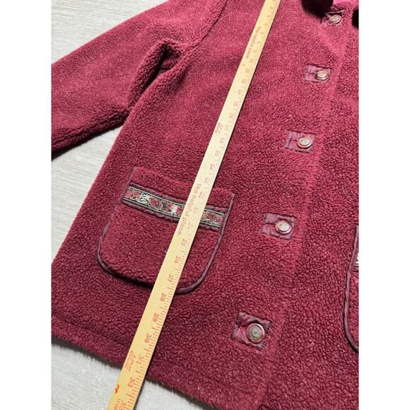 CS Signature Reversible Fleece Jacket Women's L Red Button Front Coat Cozy Warm - Picture 8 of 8